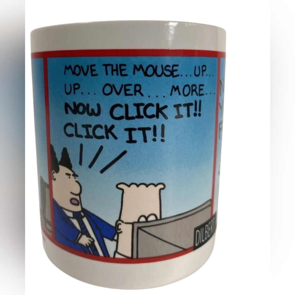 Vintage 1995 Dilbert Coffee Mug Cup Funny Humor Scott Adams Oz - Picture 4 of 6